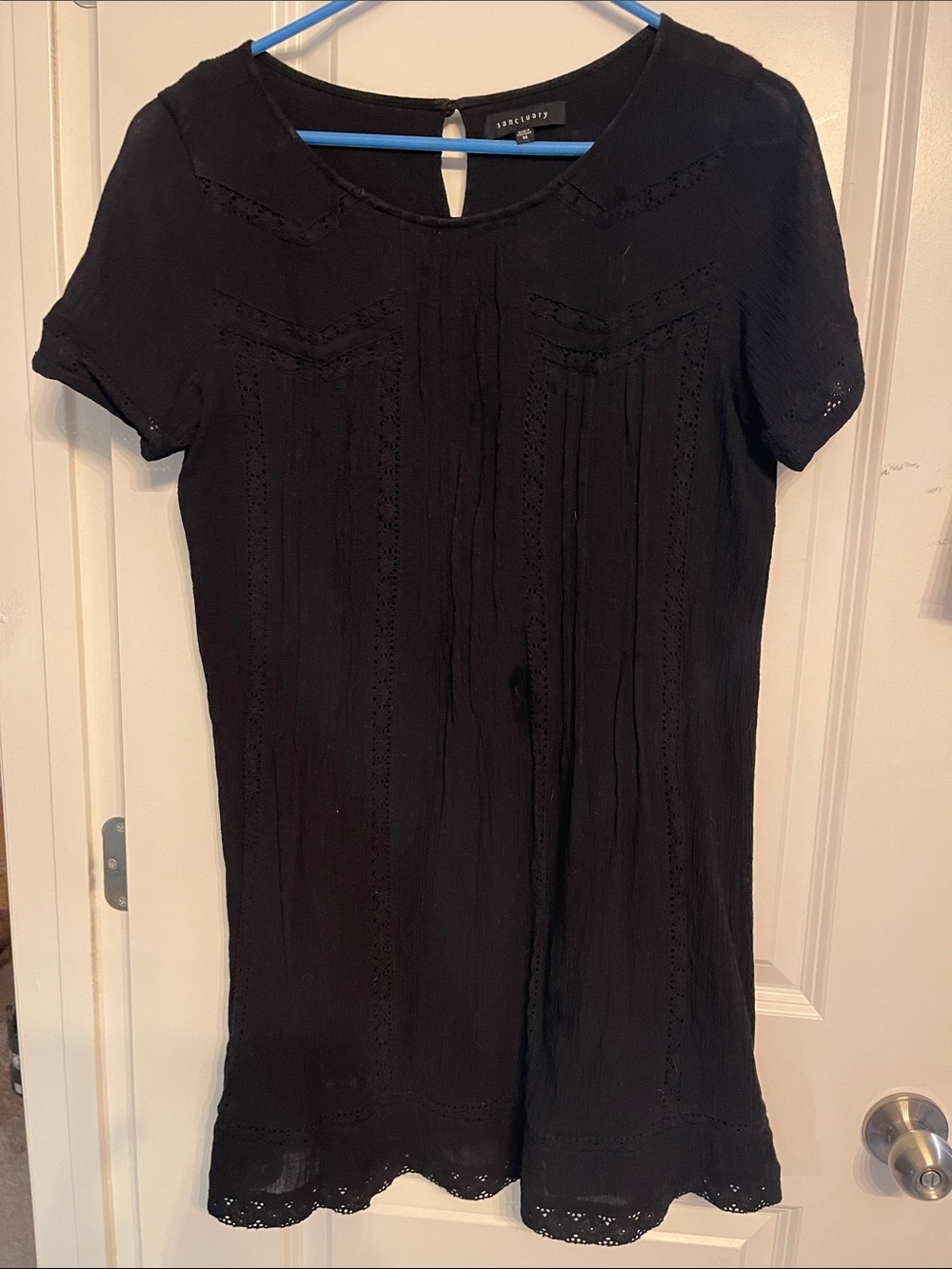 Sanctuary Black Short Sleeve Eyelet Tunic